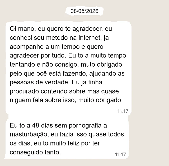 Print de conversa no WhatsApp: depoimento de Kelvin Cristian, aluno do Método L.I.V.R.E.