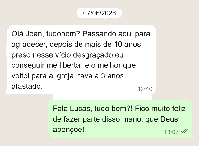 Print de conversa no WhatsApp: depoimento de Lucas Souza, aluno do Método L.I.V.R.E.